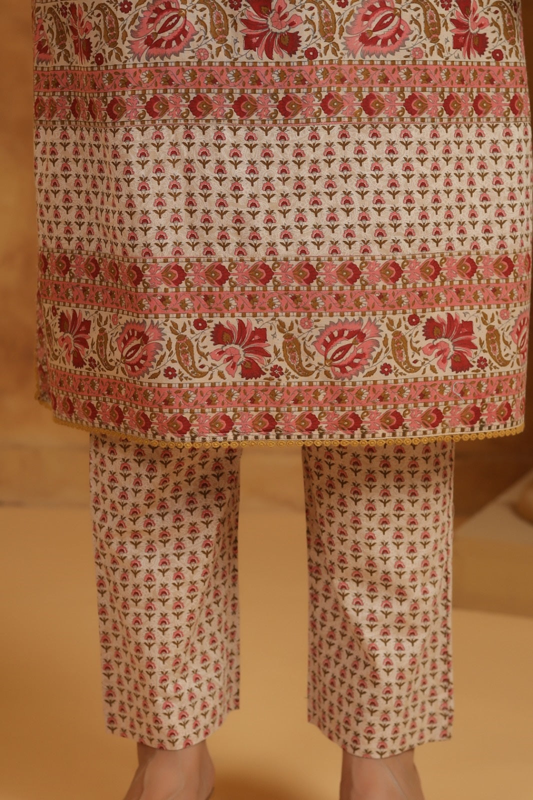 Roshni Maroon Premium Cotton Handblock Printed Suit Set