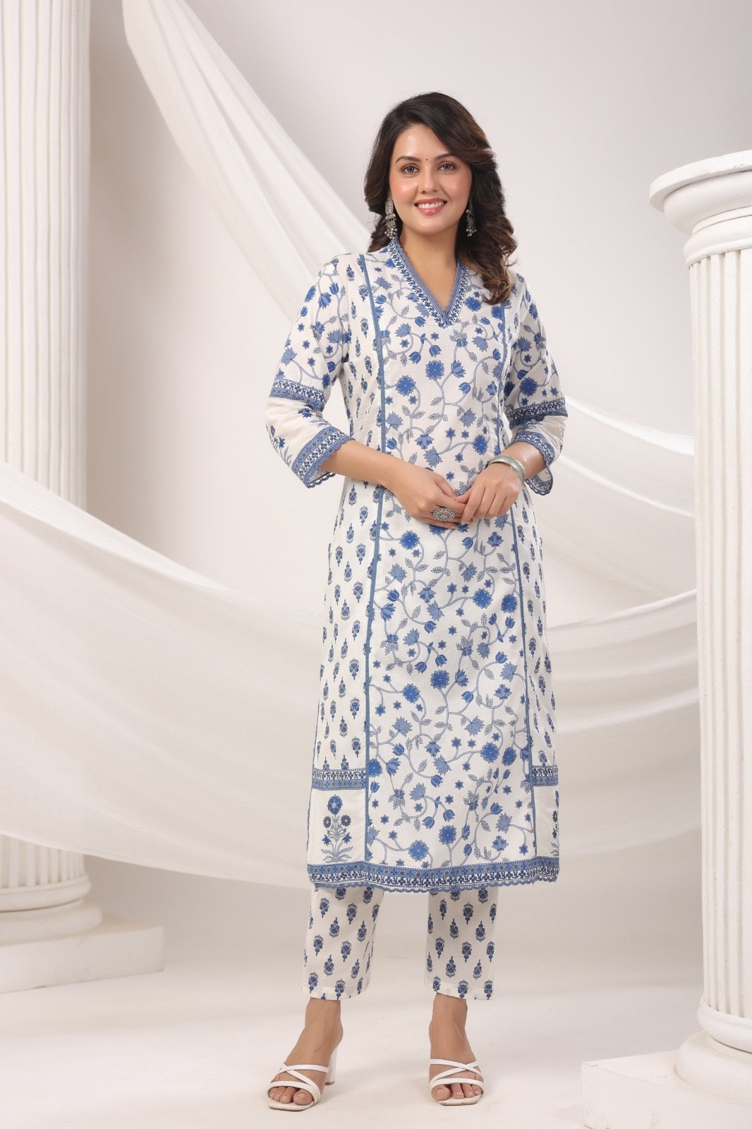 Chandni Blue Cotton Suit Set