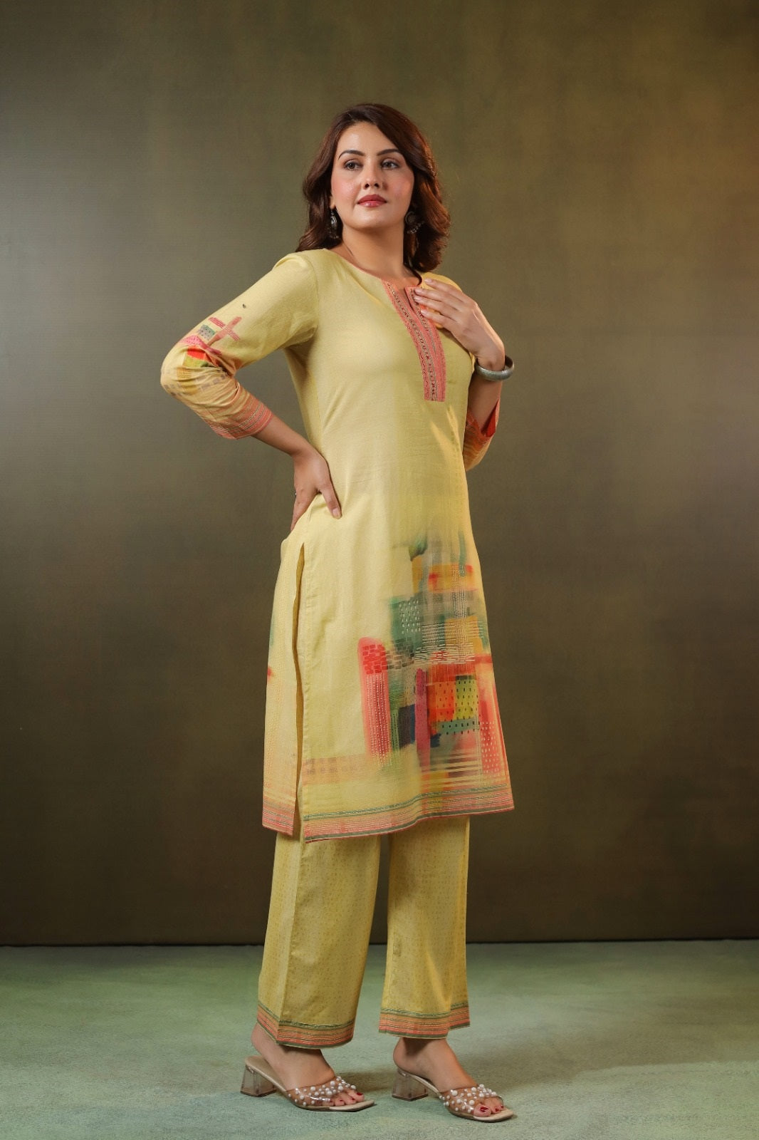 Kesar Yellow Cotton Coord Set