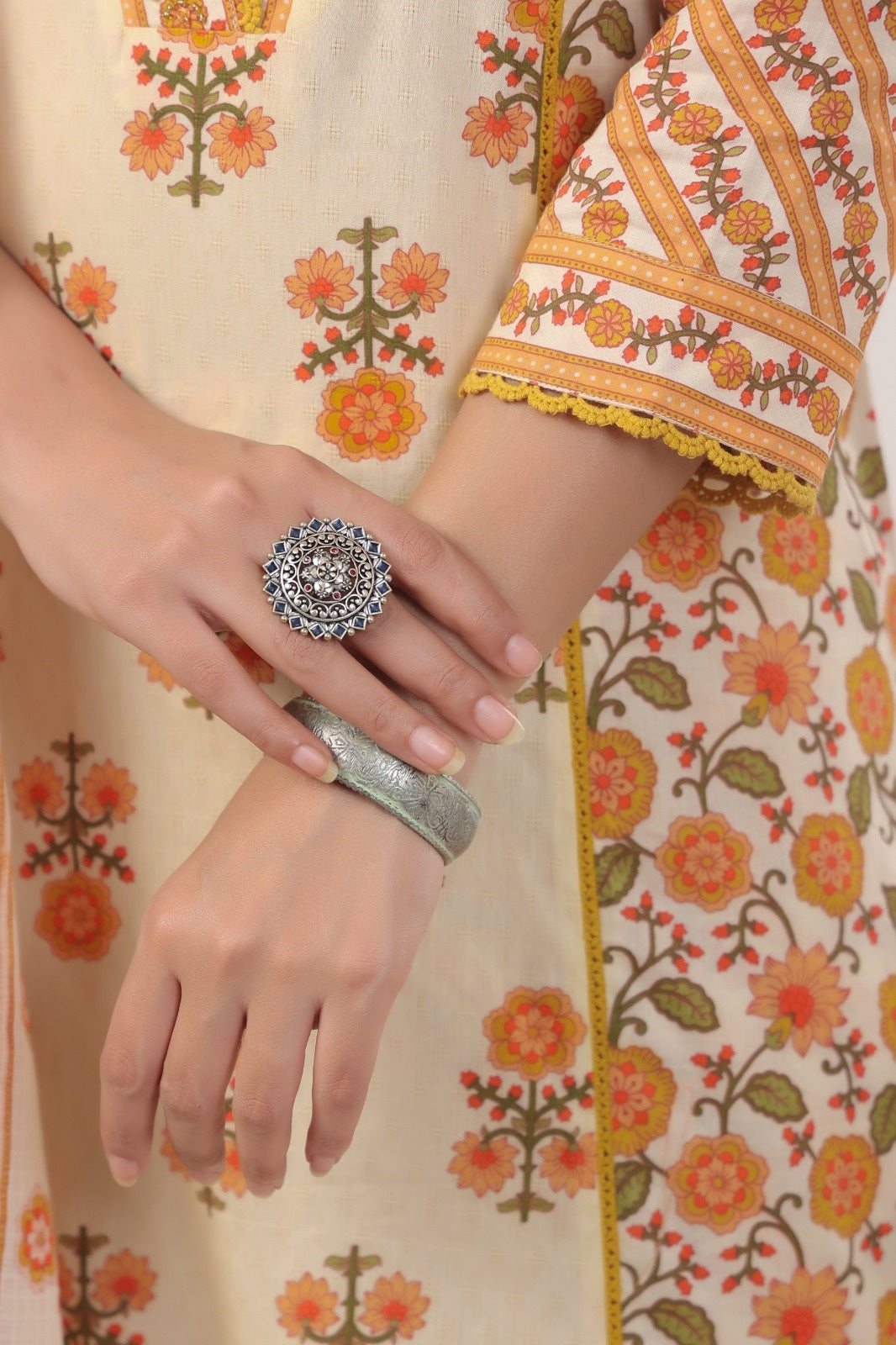 Raahi Yellow Cotton Suit Set