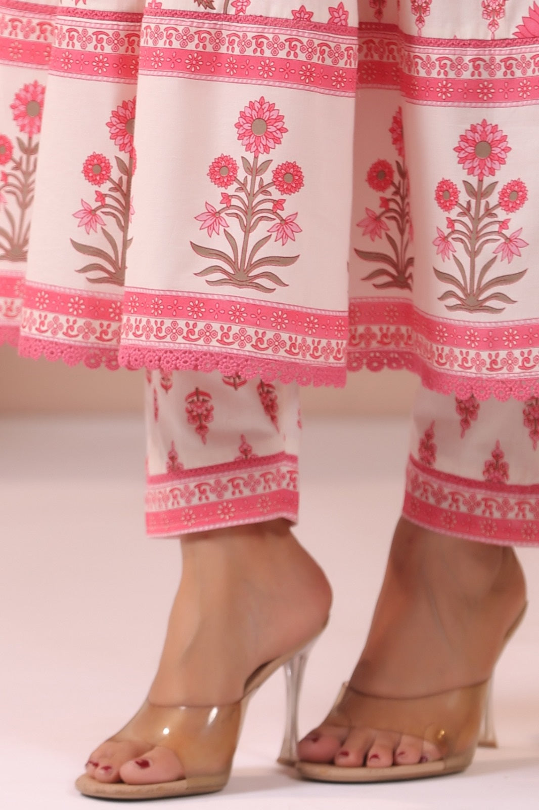 Dharini Pink Cotton Anarkali Suit Set