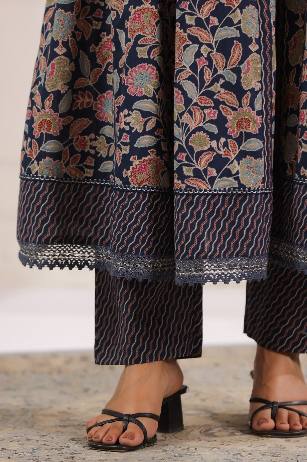 Lavanya Blue Cotton Anarkali Suit Set