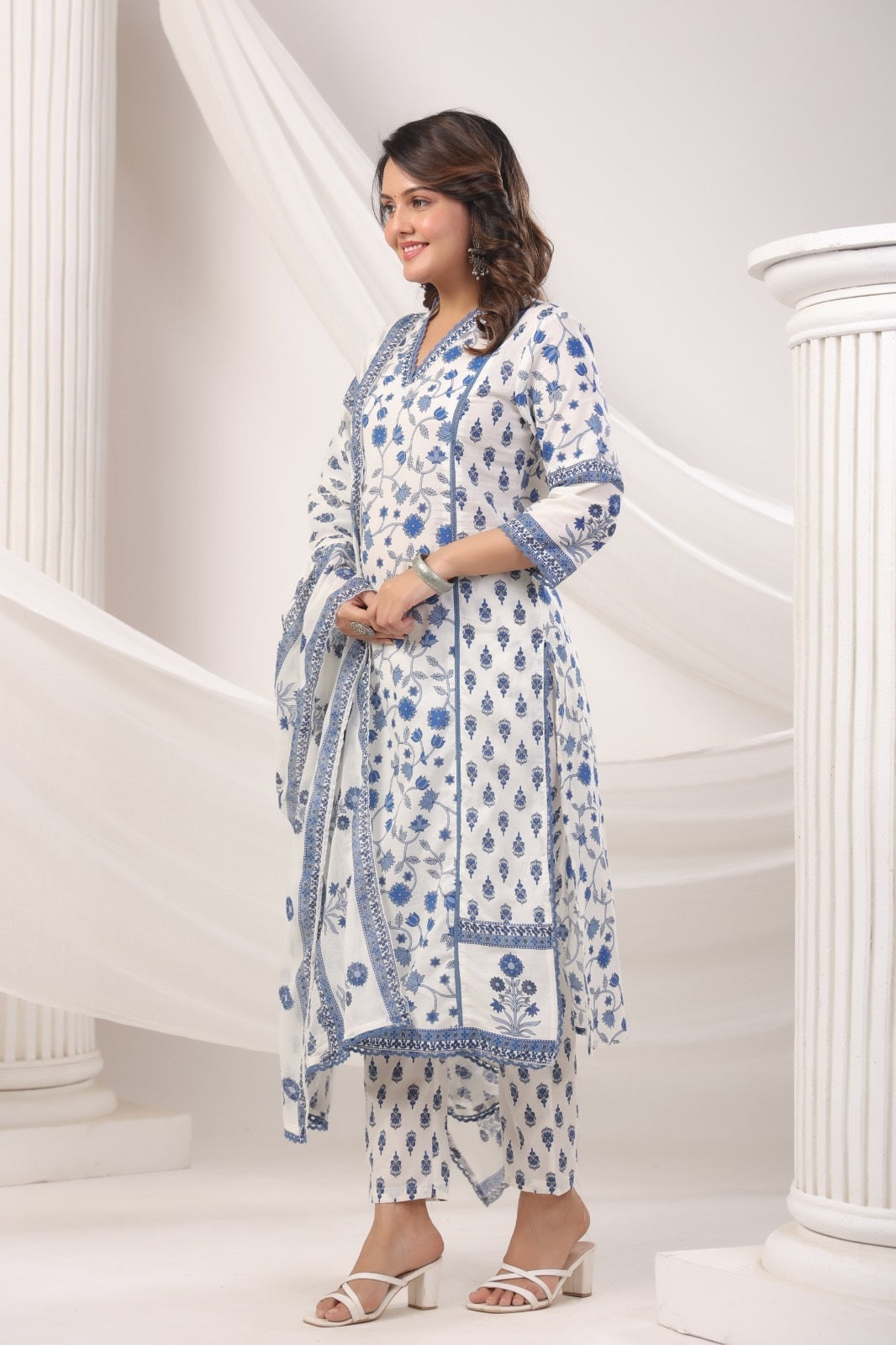 Chandni Blue Cotton Suit Set