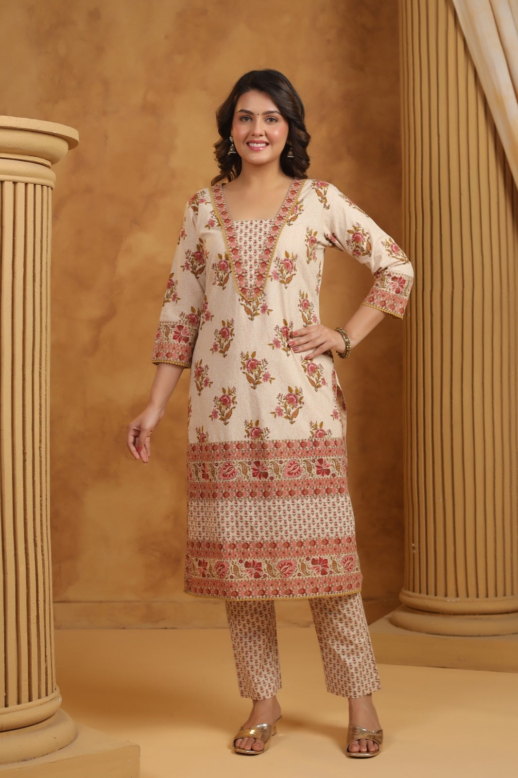 Roshni Maroon Premium Cotton Handblock Printed Suit Set
