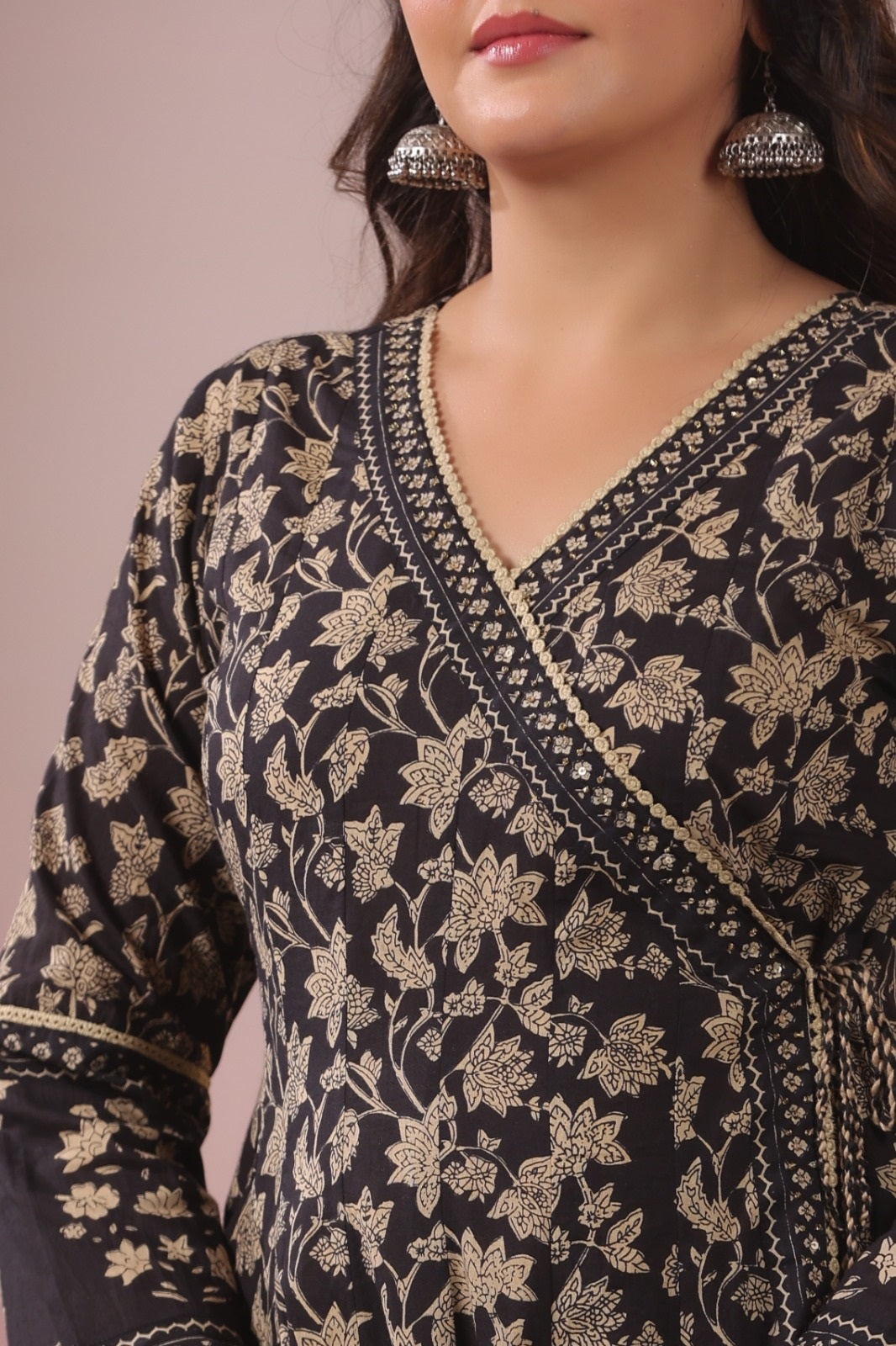 Aleeza Black Cotton Anarkali Suit Set