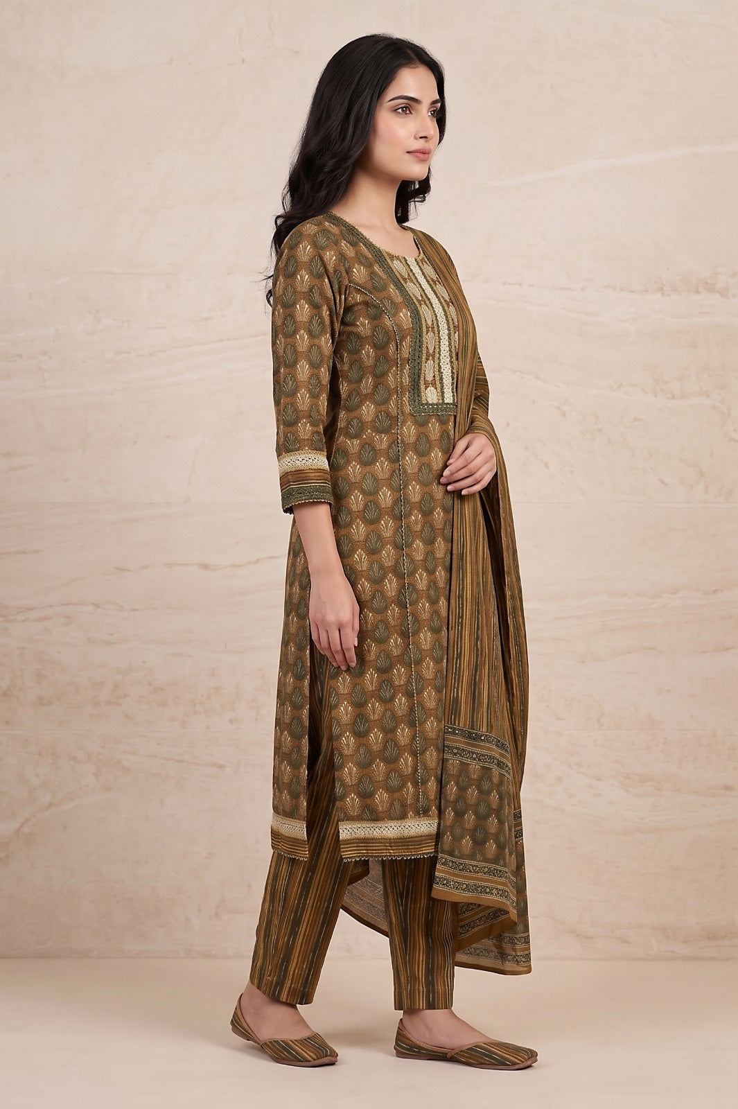 Rajeshwari Mustard Cotton Straight Salwar Suit Set For Women