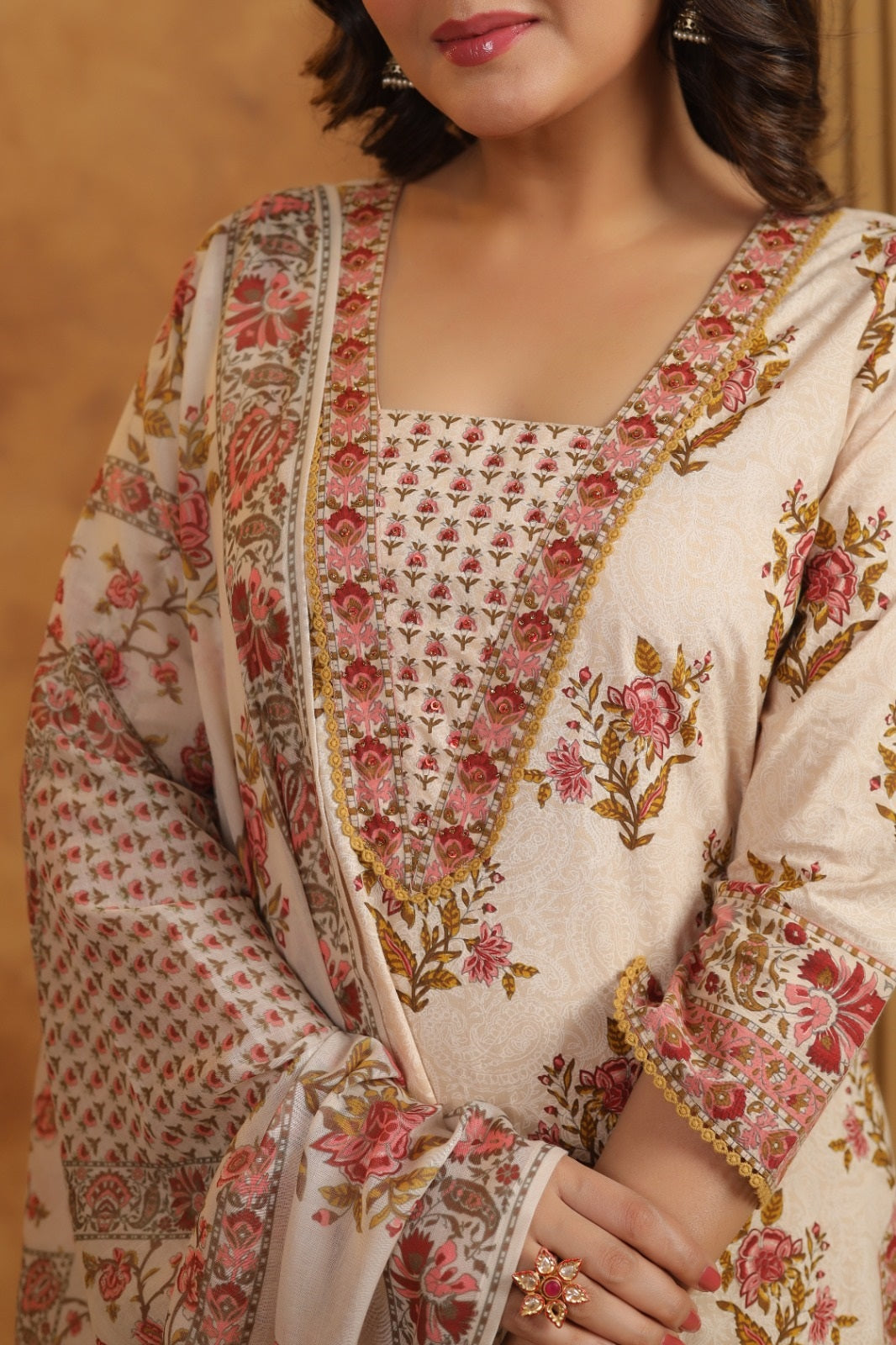 Roshni Maroon Premium Cotton Handblock Printed Suit Set