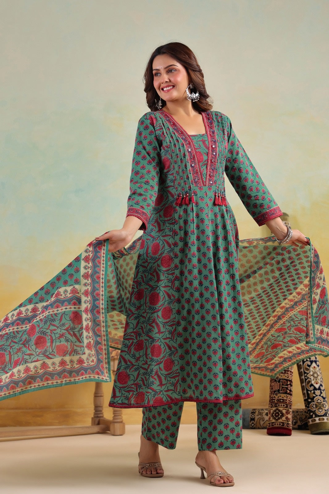 Nora Green Cotton A Line Suit Set