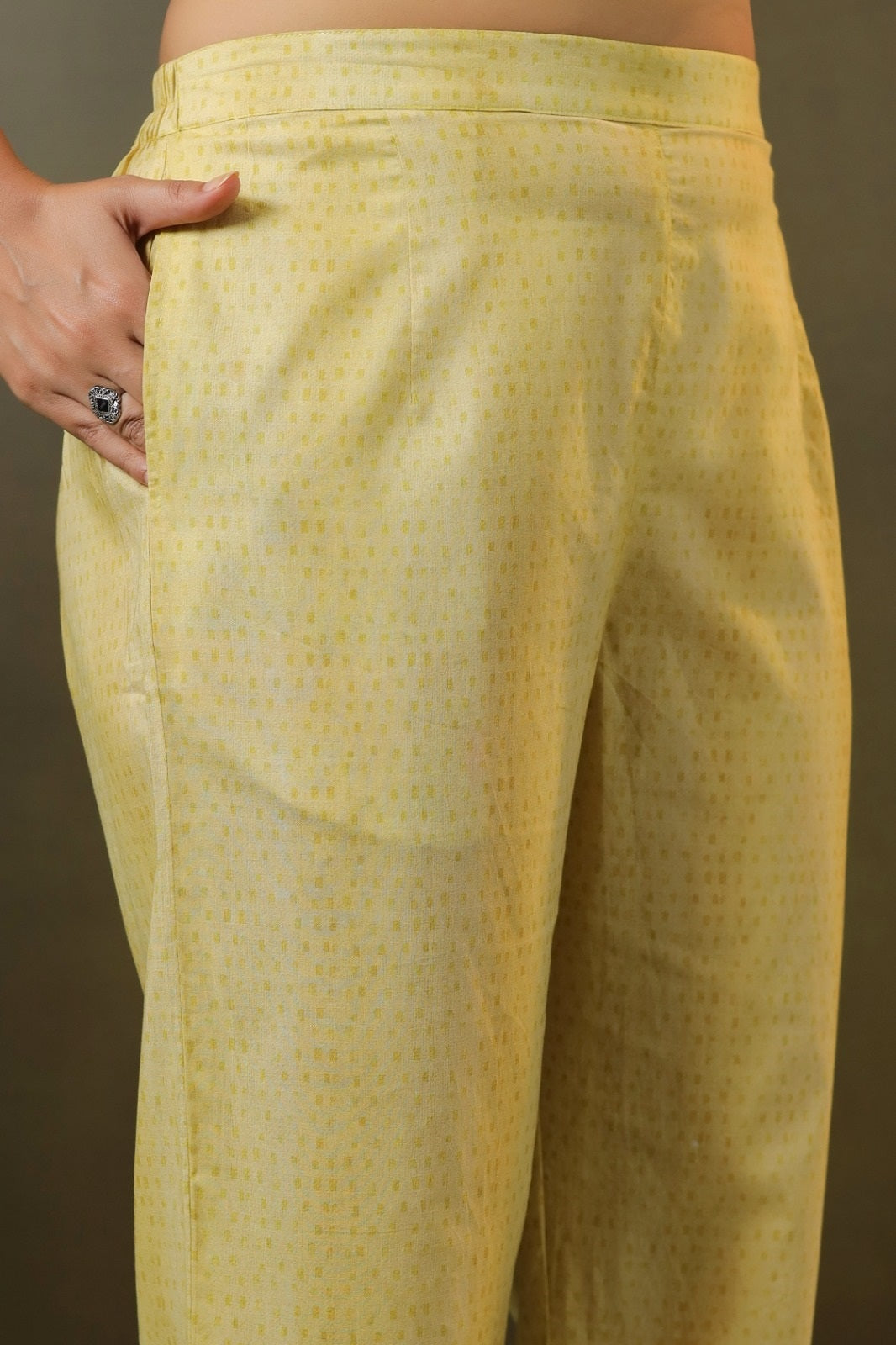 Kesar Yellow Cotton Coord Set