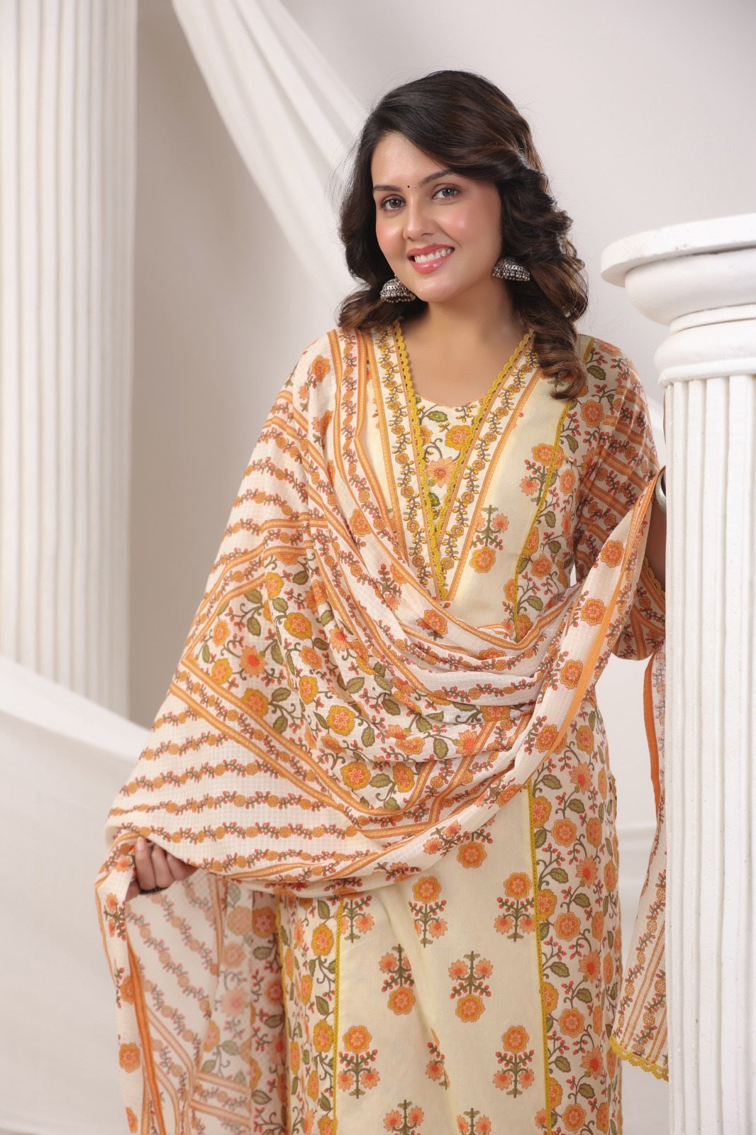 Raahi Yellow Cotton Suit Set