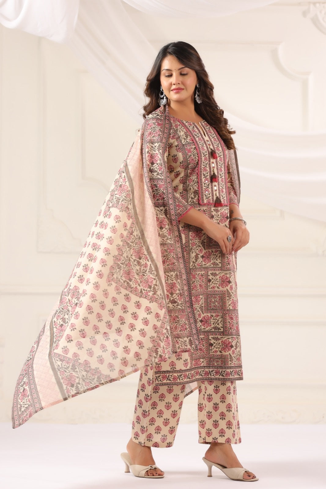 Sandhya Earthy Red Cotton Suit Set For Women