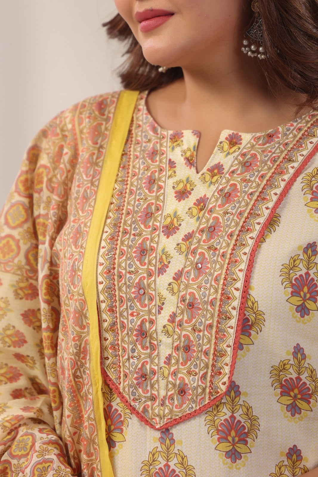 Arya Yellow Cotton Straight Suit Set For Women