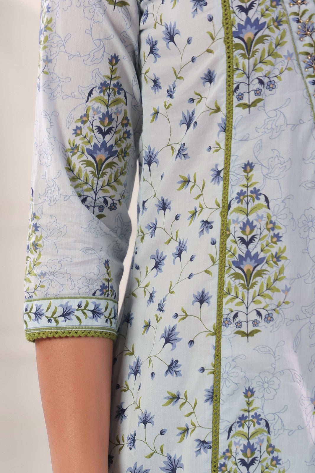 Riddhi Blue Cotton Salwar Suit Set For Women