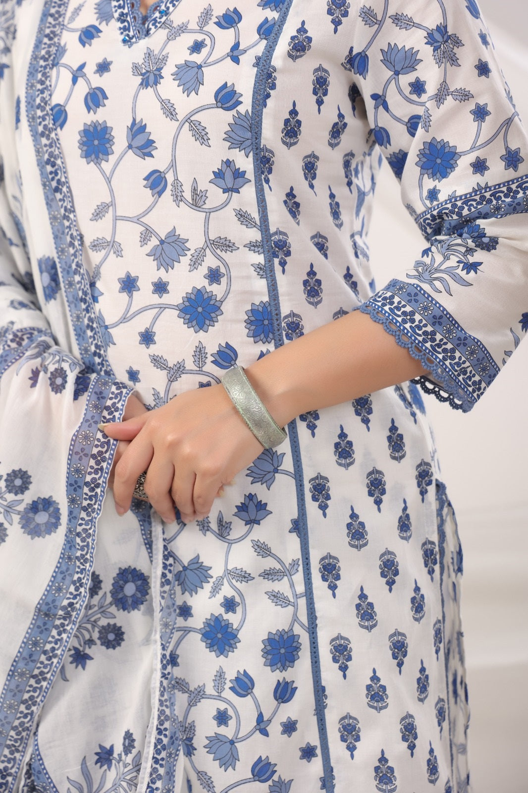 Chandni Blue Cotton Suit Set