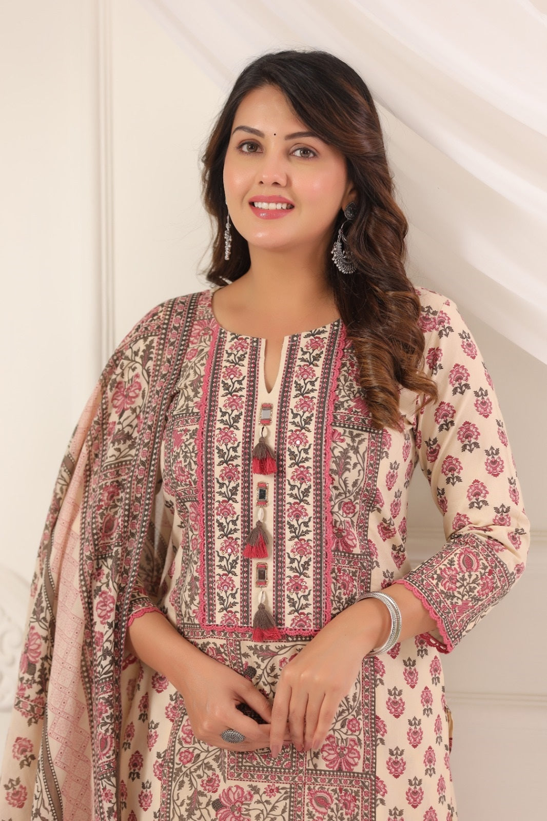 Sandhya Earthy Red Cotton Suit Set For Women