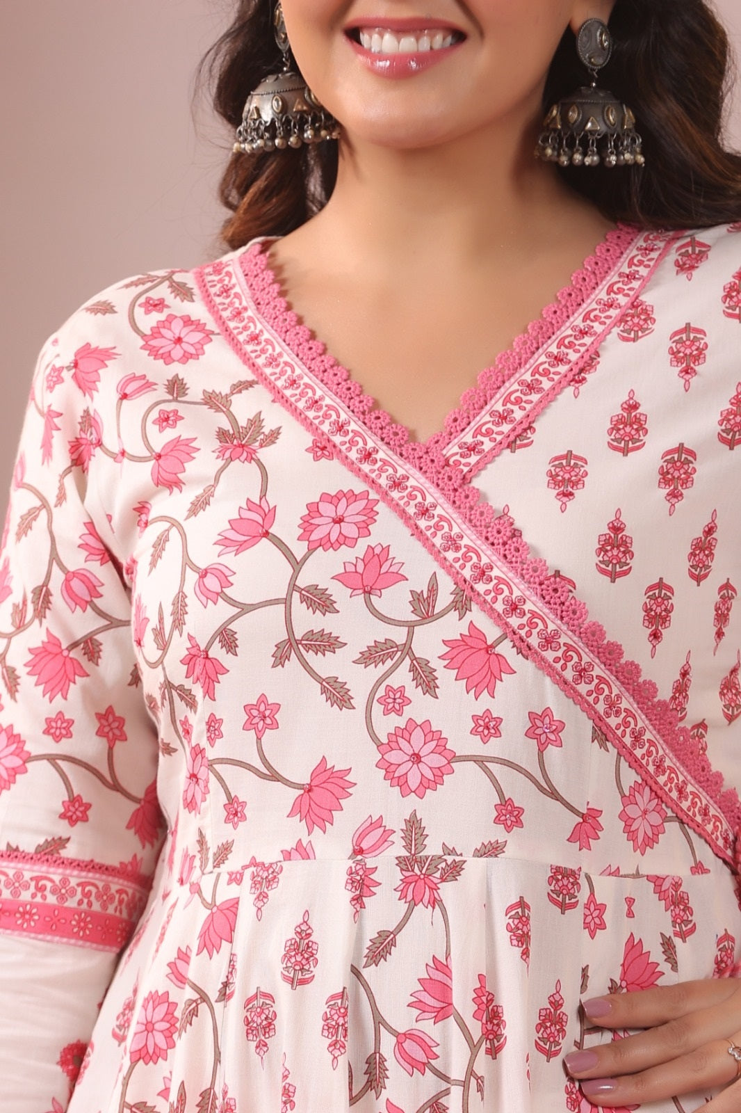 Dharini Pink Cotton Anarkali Suit Set
