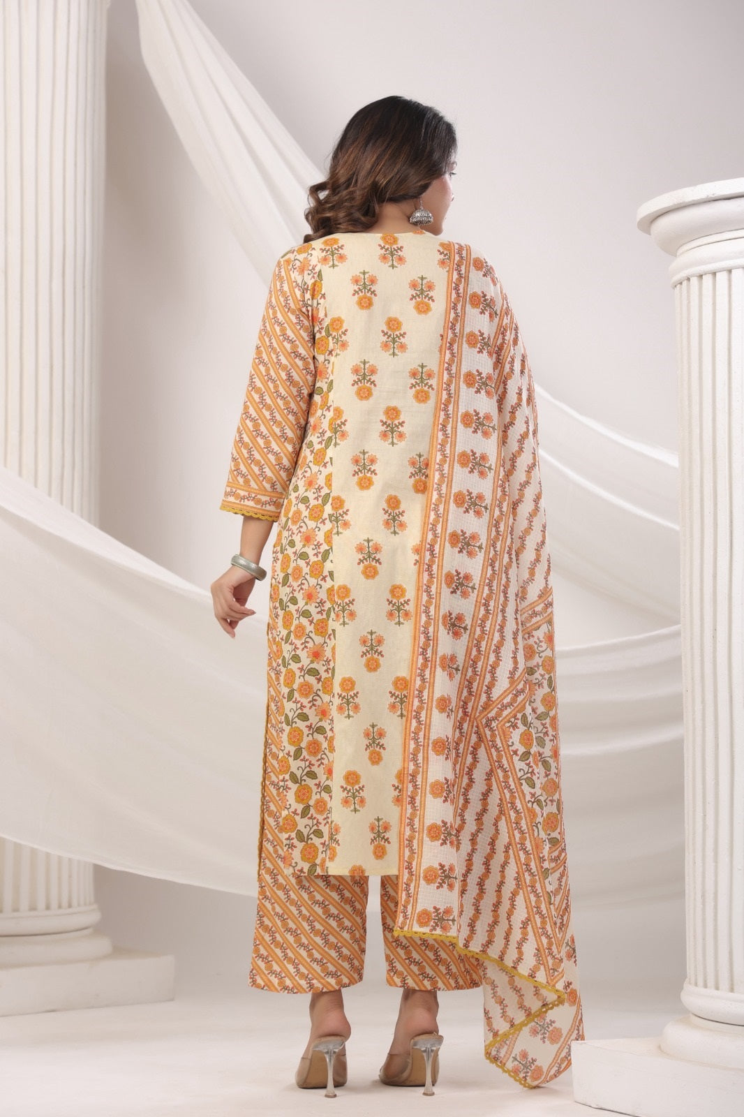 Raahi Yellow Cotton Suit Set