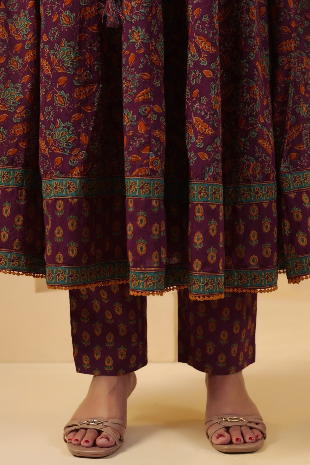 Janhvi Wine Premium Cotton Anarkali Suit Set