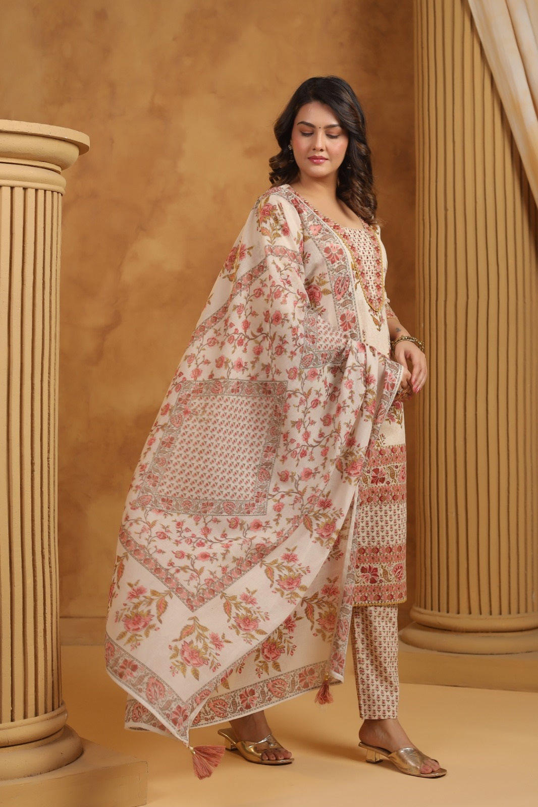 Roshni Maroon Premium Cotton Handblock Printed Suit Set