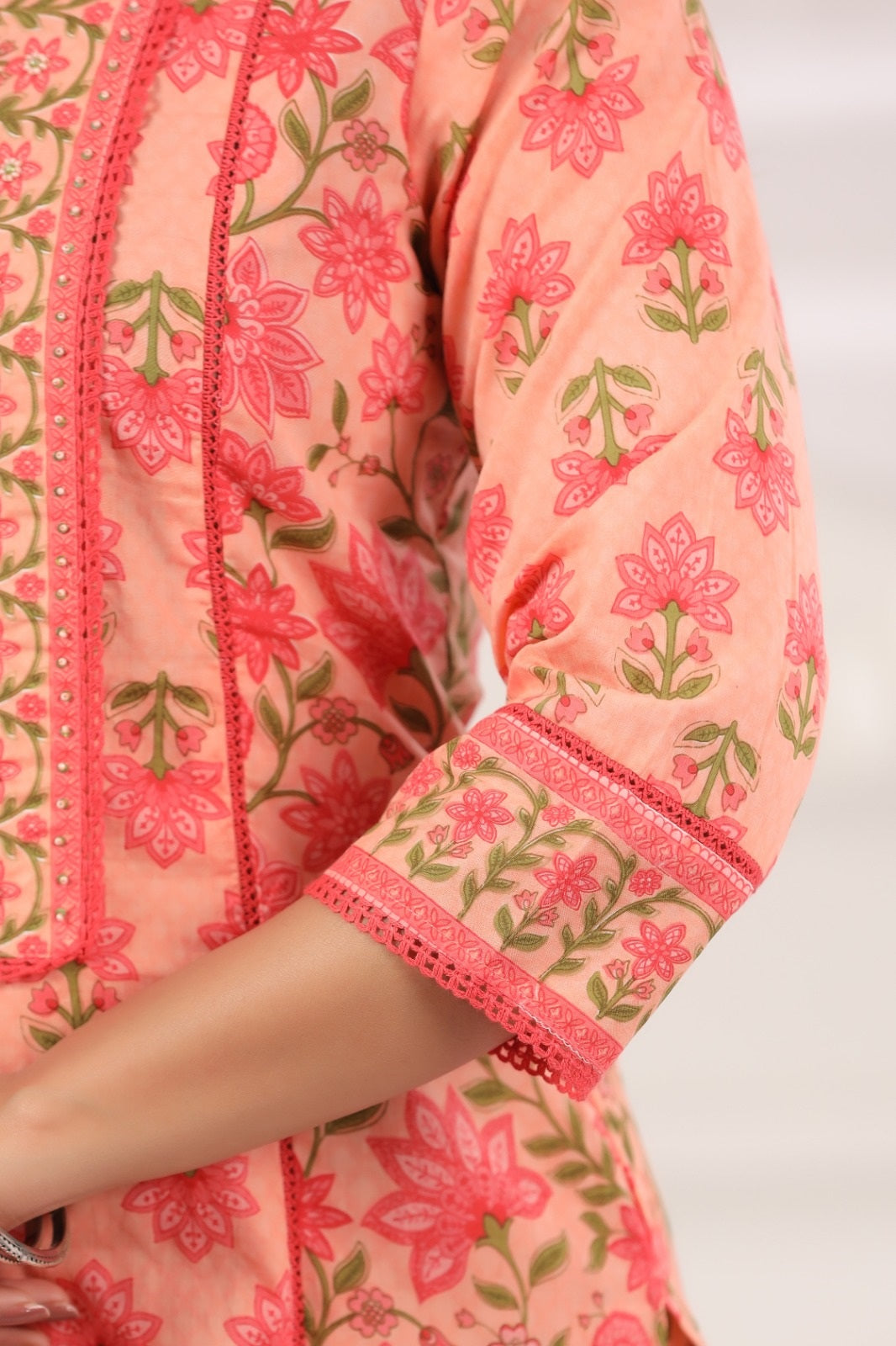 Kanishka Peach Cotton Suit Set For Women