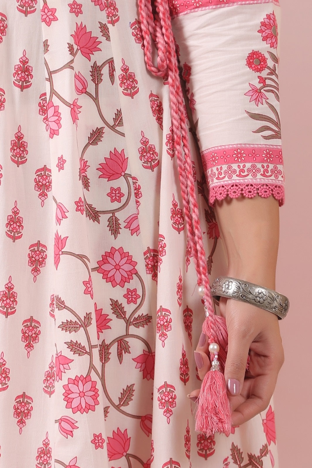 Dharini Pink Cotton Anarkali Suit Set