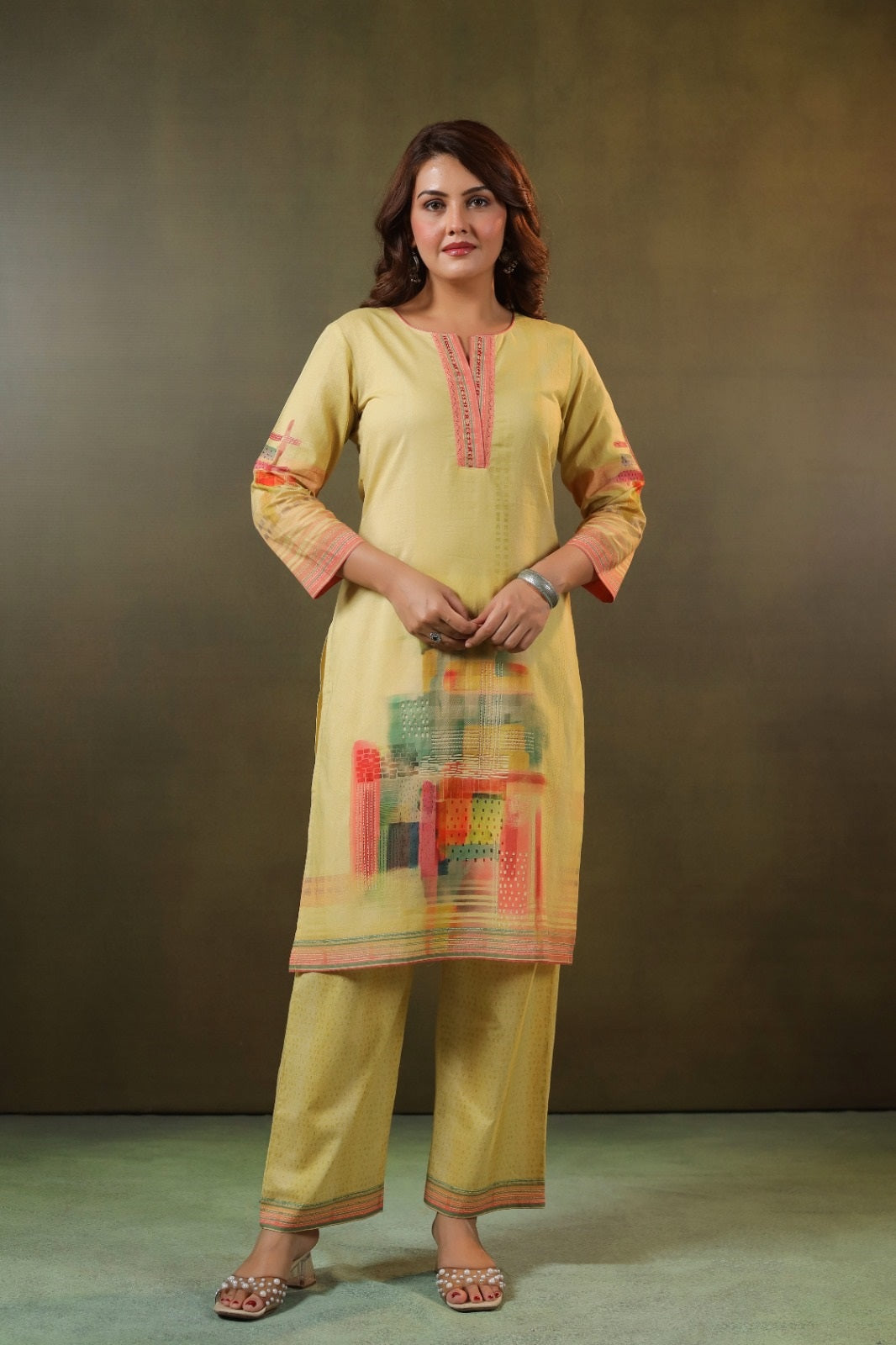 Kesar Yellow Cotton Coord Set