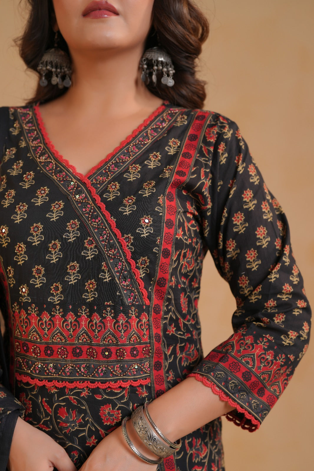 Aleeza Black Cotton Suit Set
