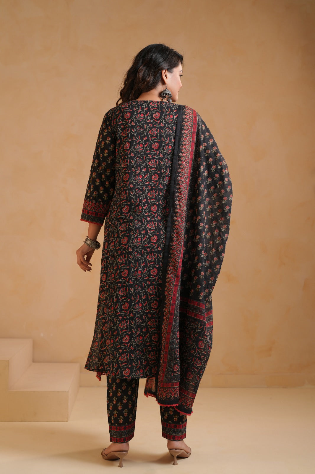 Aleeza Black Cotton Suit Set