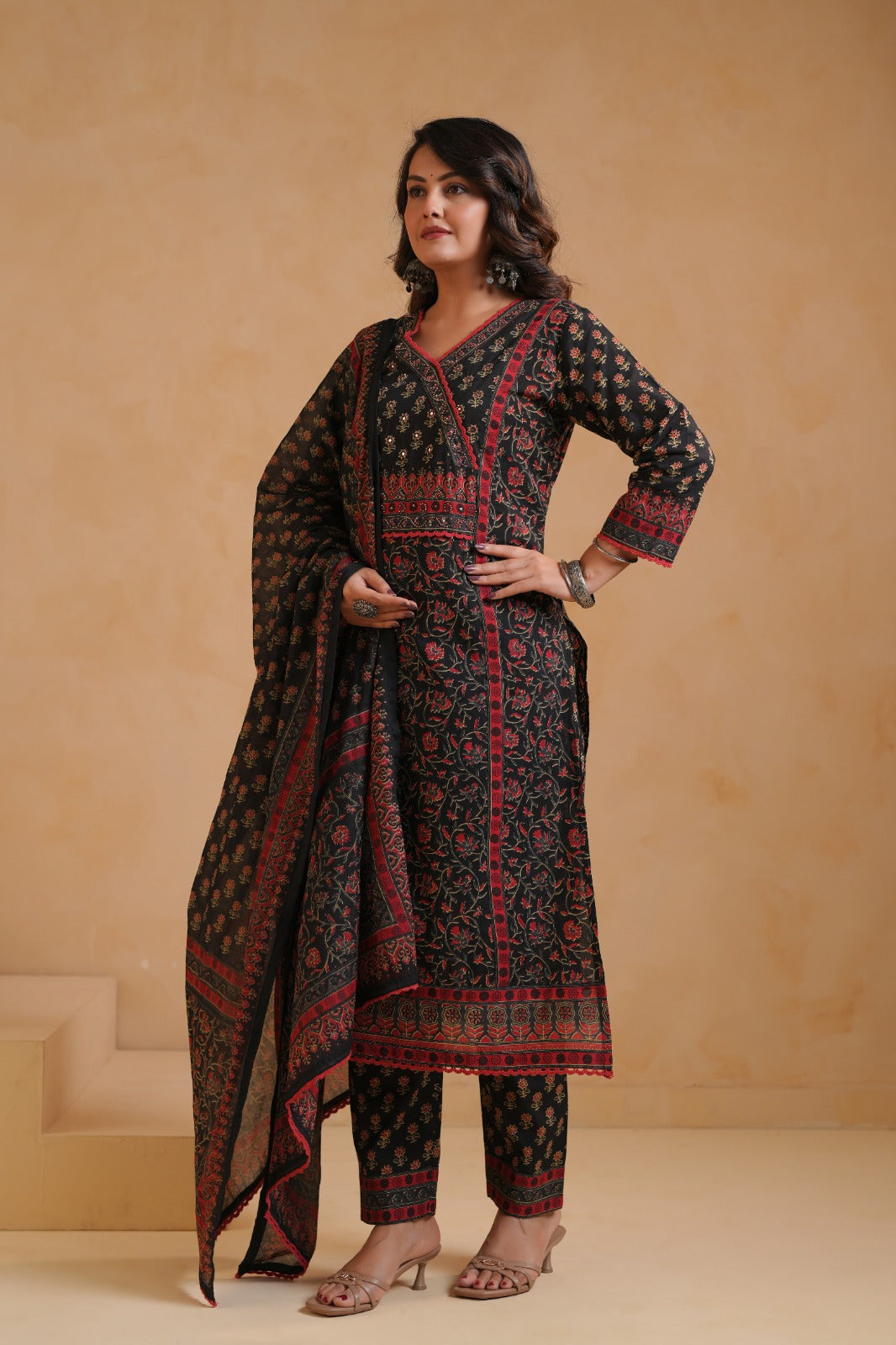 Aleeza Black Cotton Suit Set