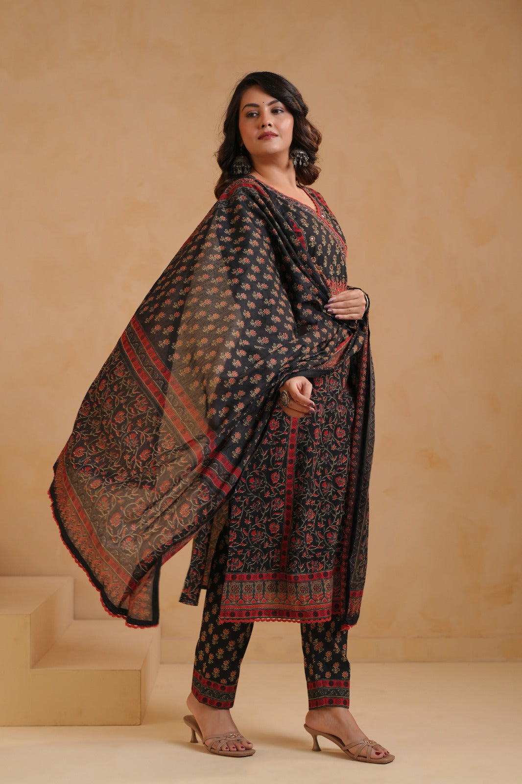 Aleeza Black Cotton Suit Set
