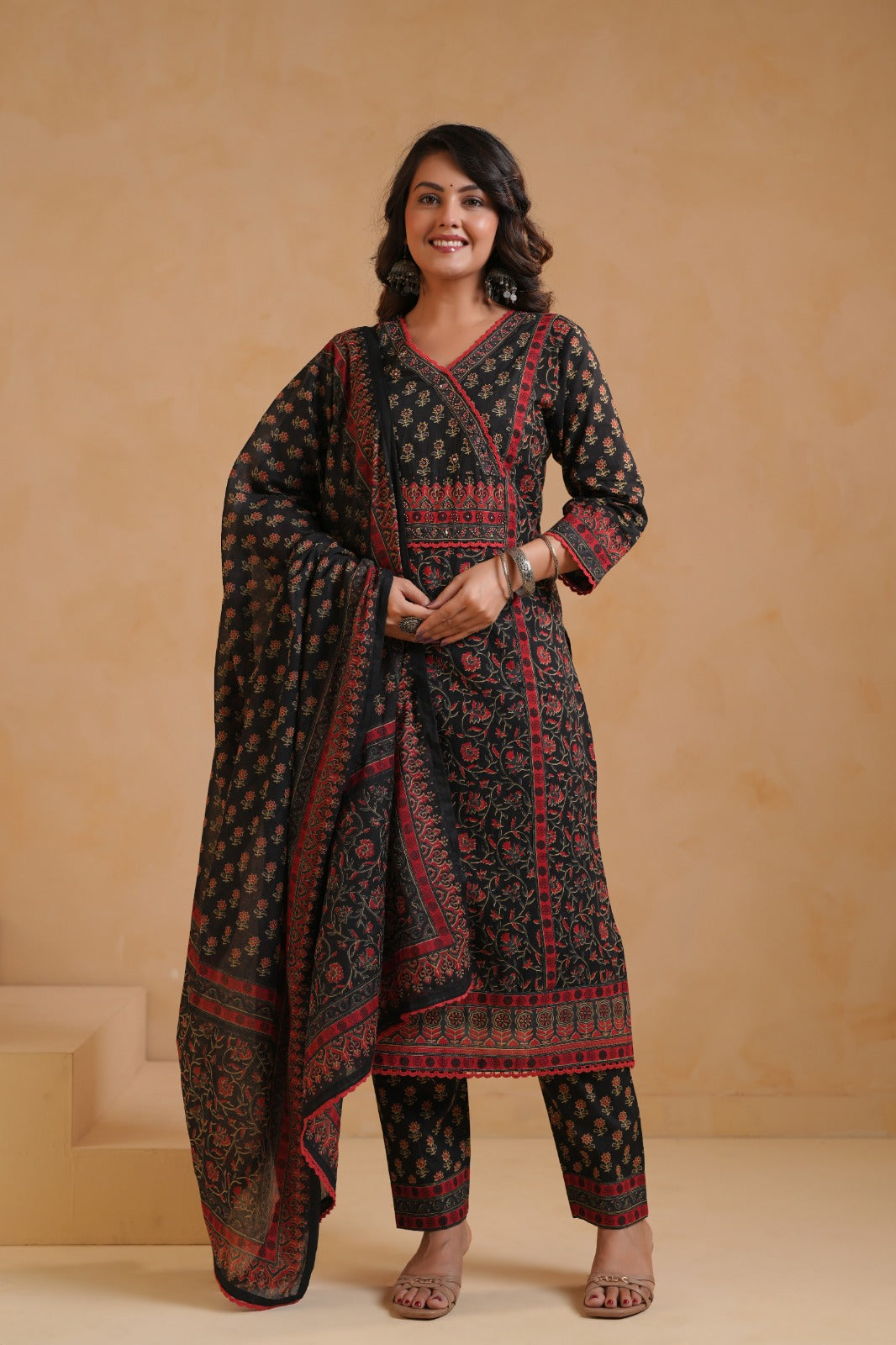 Aleeza Black Cotton Suit Set