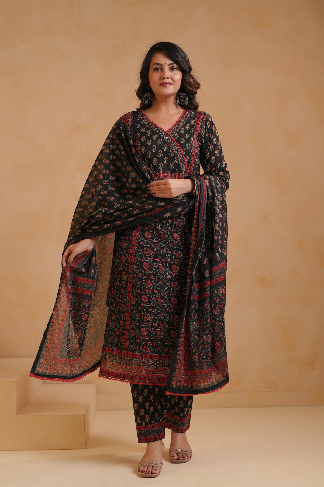 Aleeza Black Cotton Suit Set