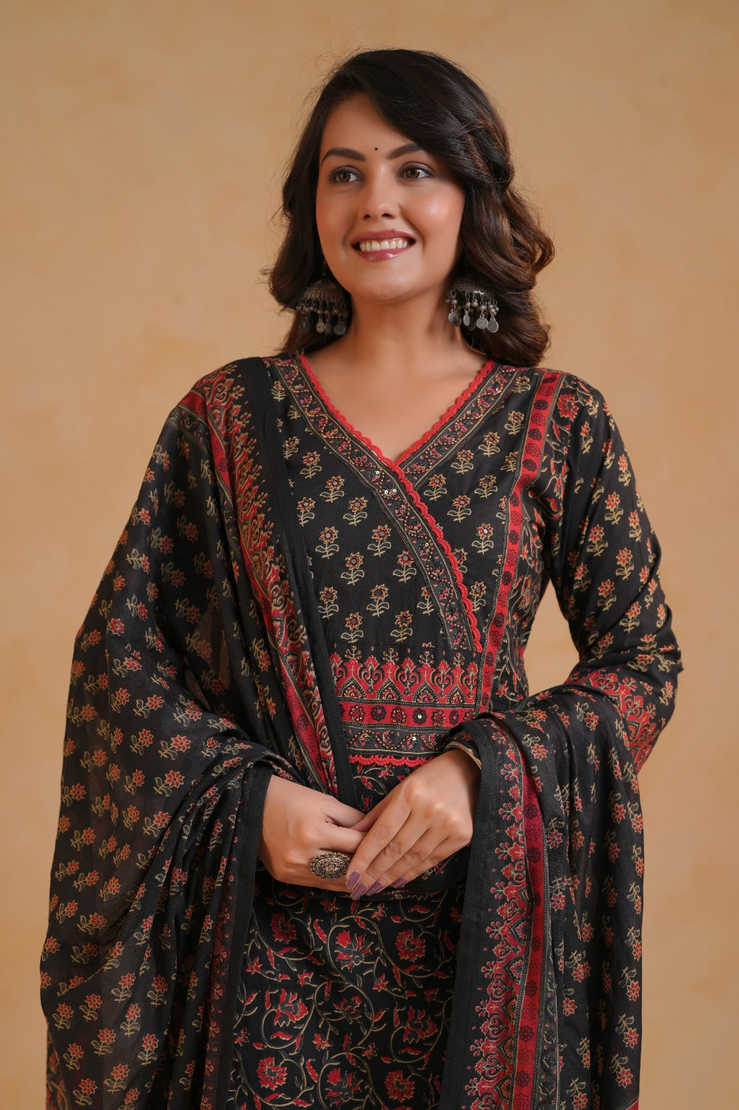 Aleeza Black Cotton Suit Set