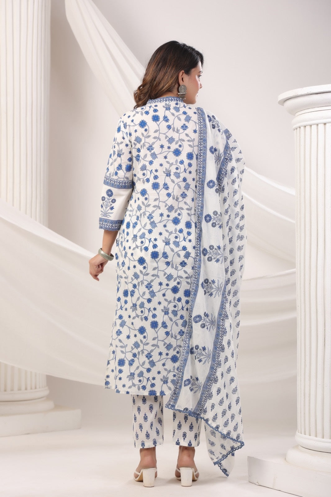 Chandni Blue Cotton Suit Set