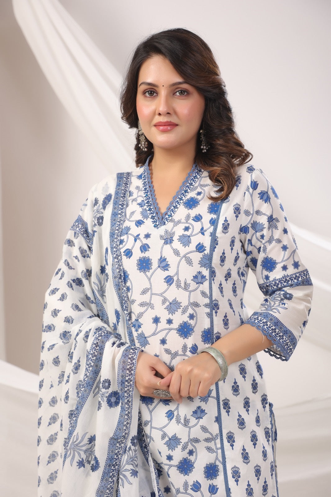 Chandni Blue Cotton Suit Set