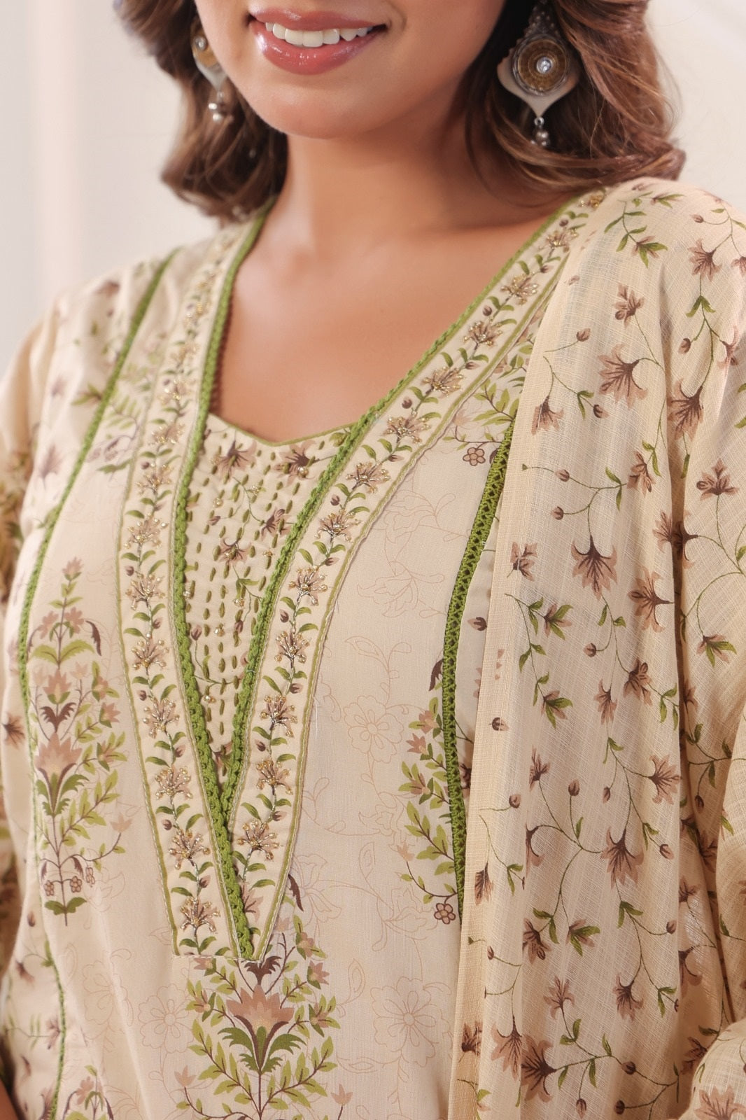 Eesha Brown Cotton Suit Set For Women