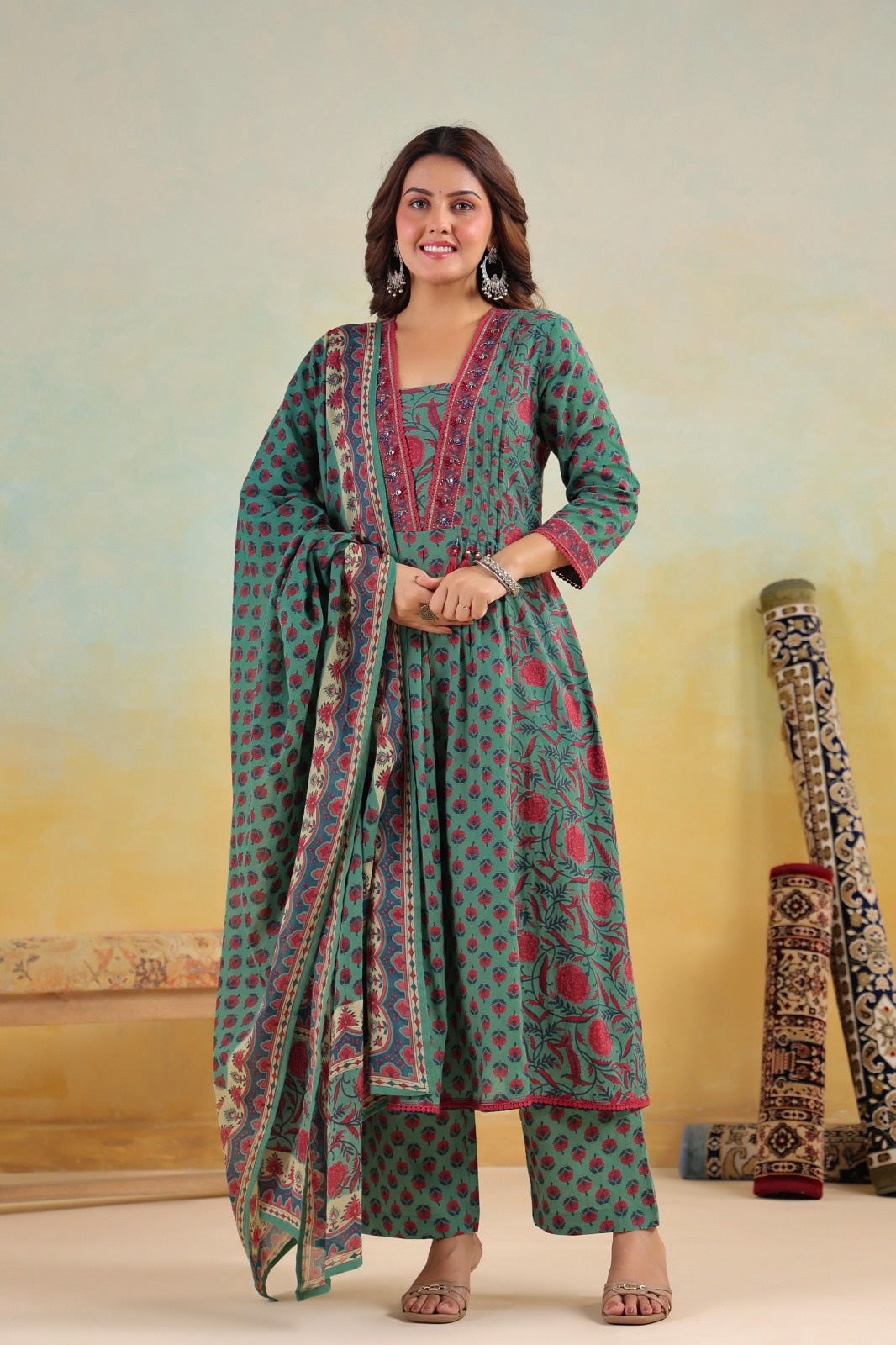 Nora Green Cotton A Line Suit Set