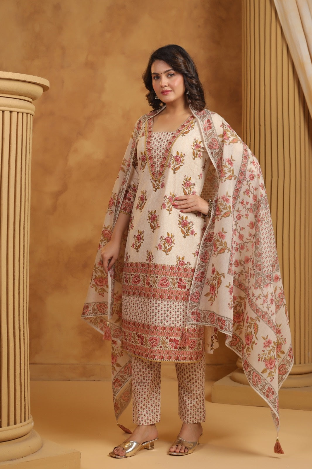 Roshni Maroon Premium Cotton Handblock Printed Suit Set
