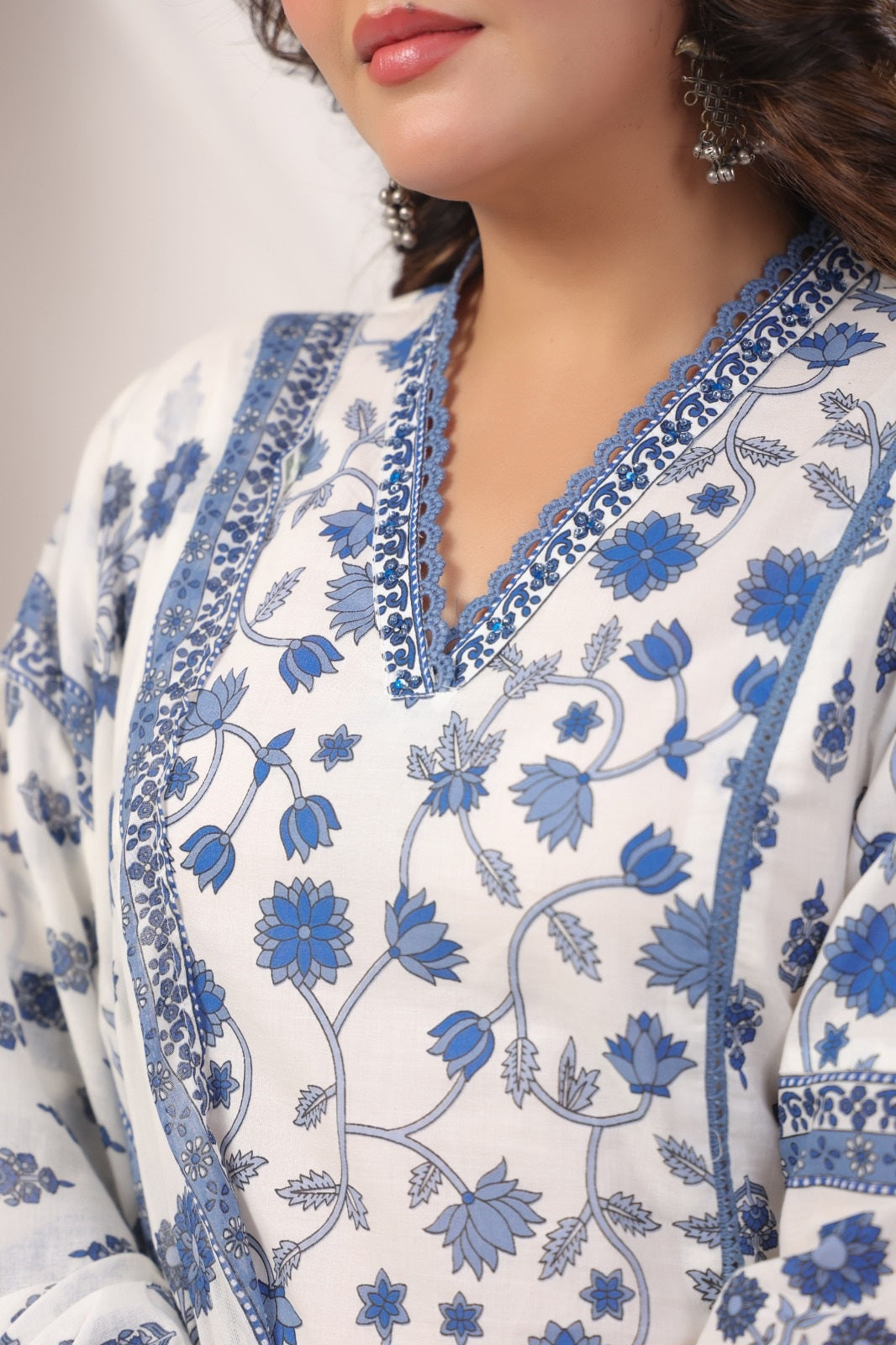 Chandni Blue Cotton Suit Set