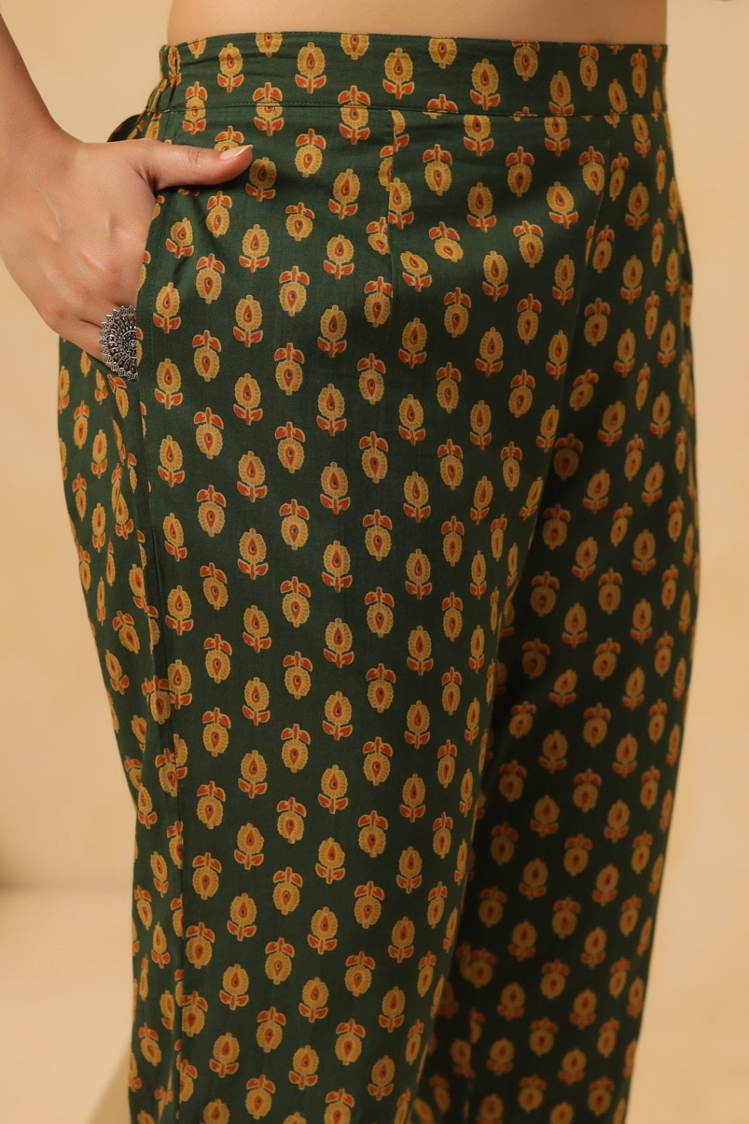 Zohra Green Premium Cotton Anarkali Suit Set