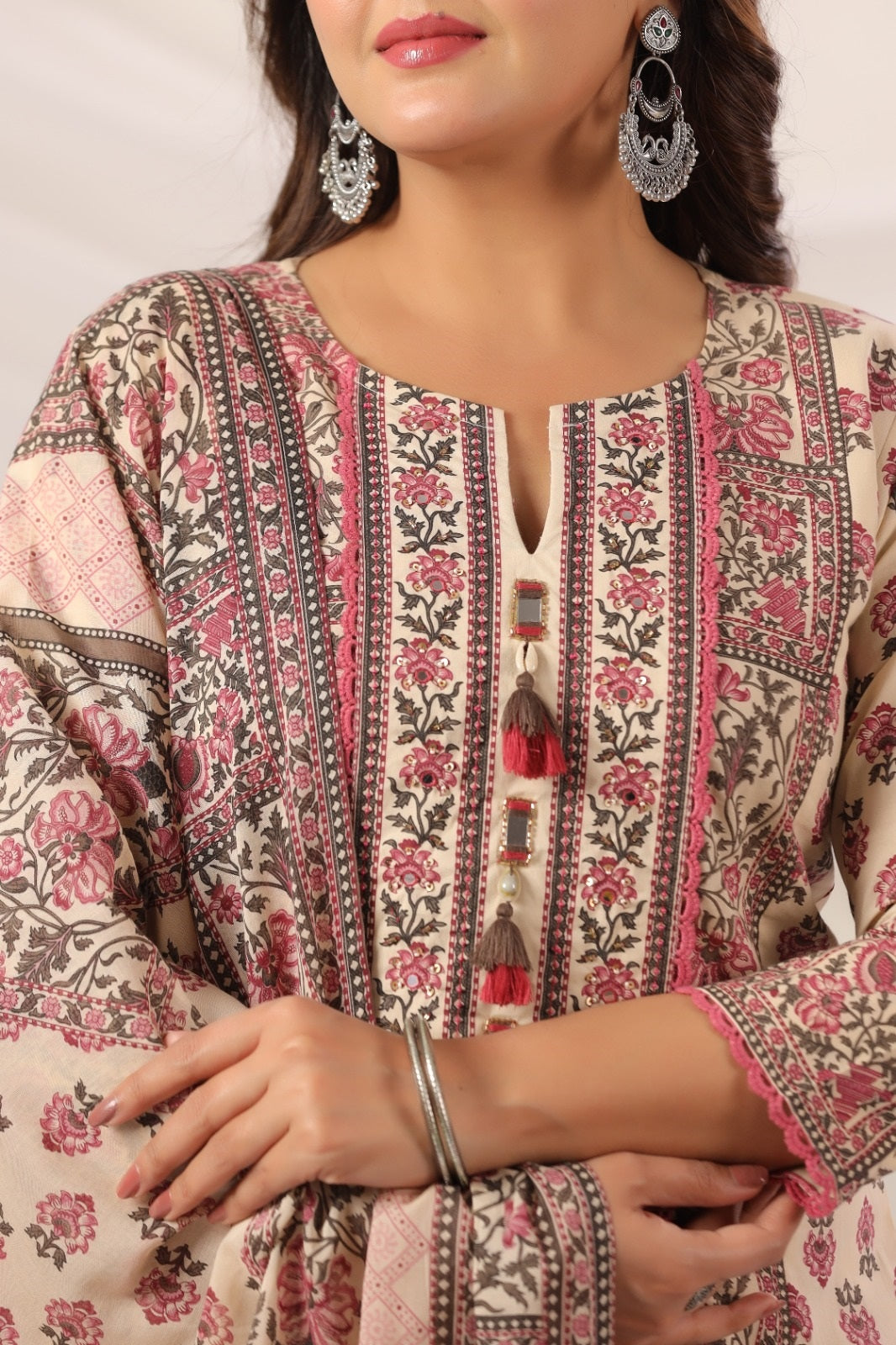 Sandhya Earthy Red Cotton Suit Set For Women