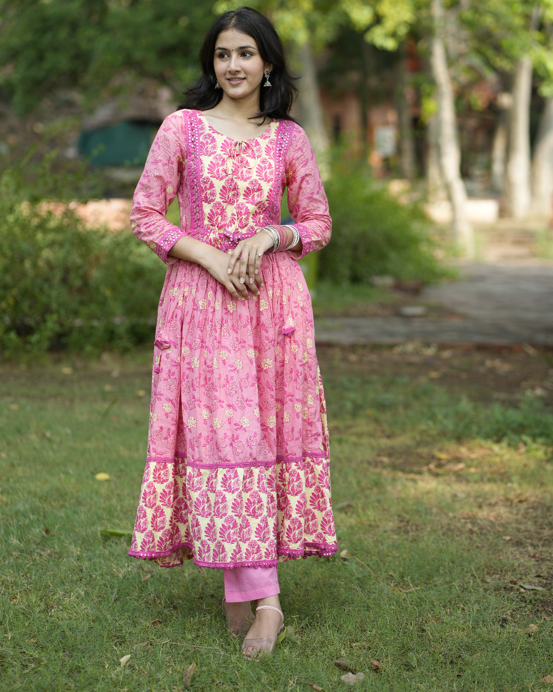Noorie Pink Cotton Anarkali Set