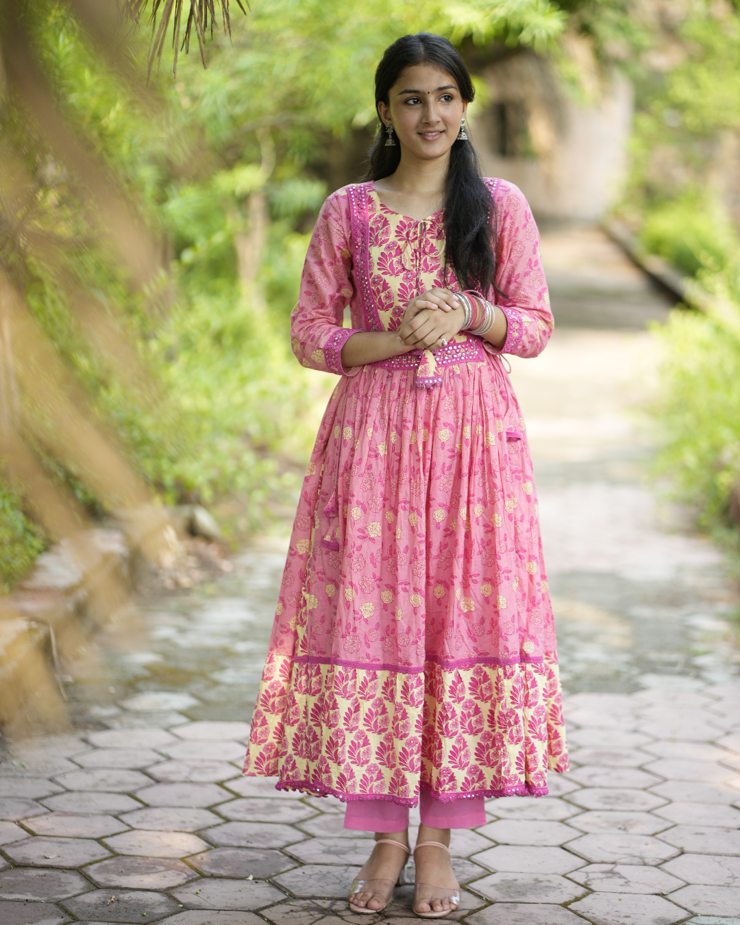 Noorie Pink Cotton Anarkali Set