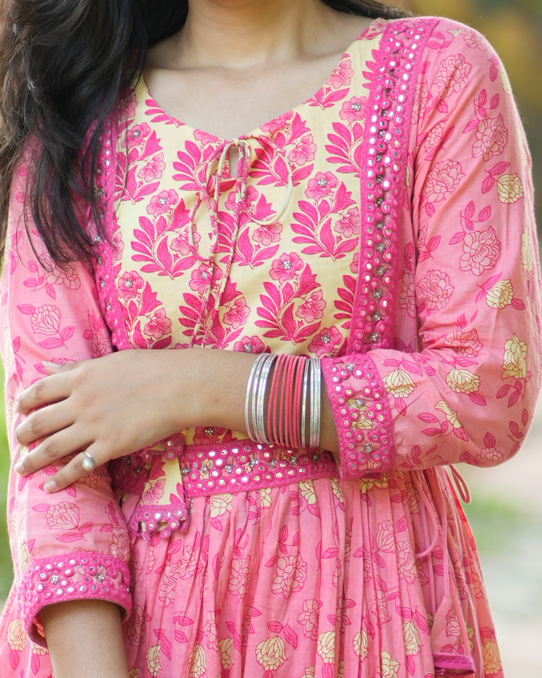 Noorie Pink Cotton Anarkali Set