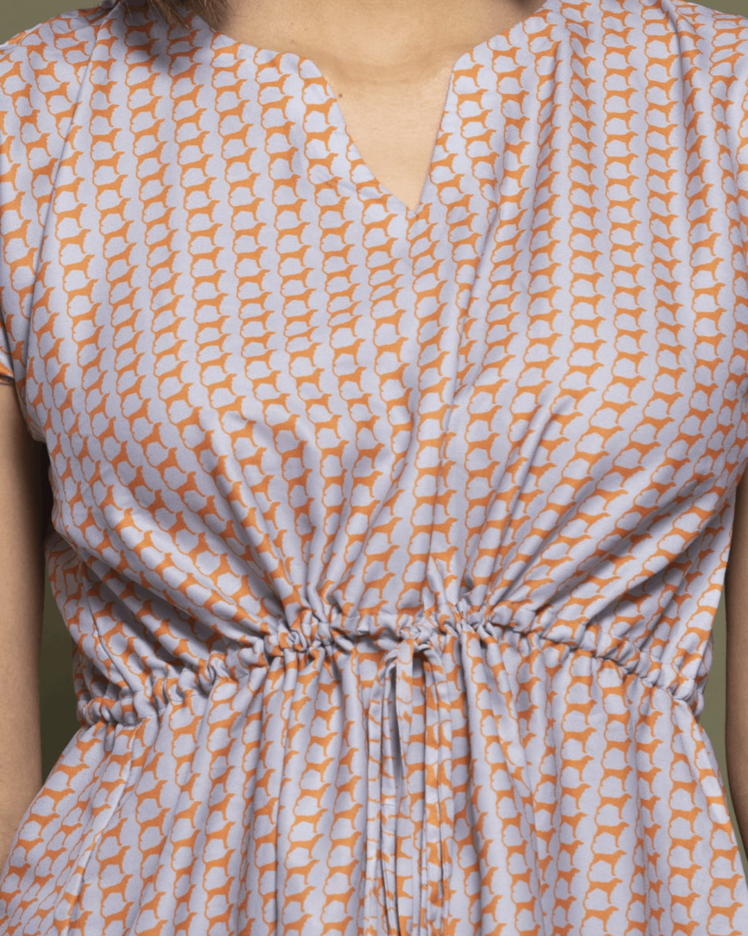 Waist Tie Up Grey Top