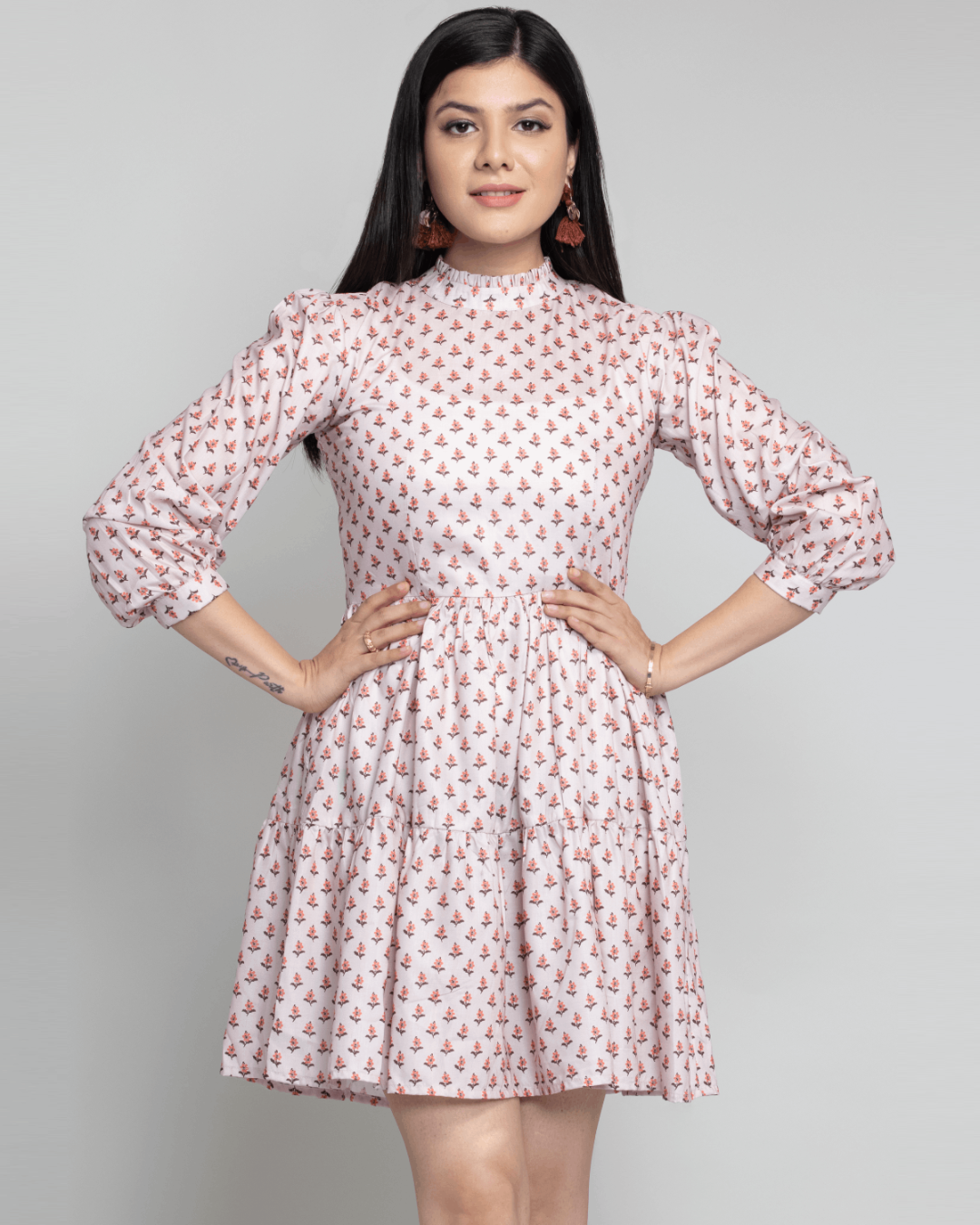 Rebecca Cream Floral Short Dress