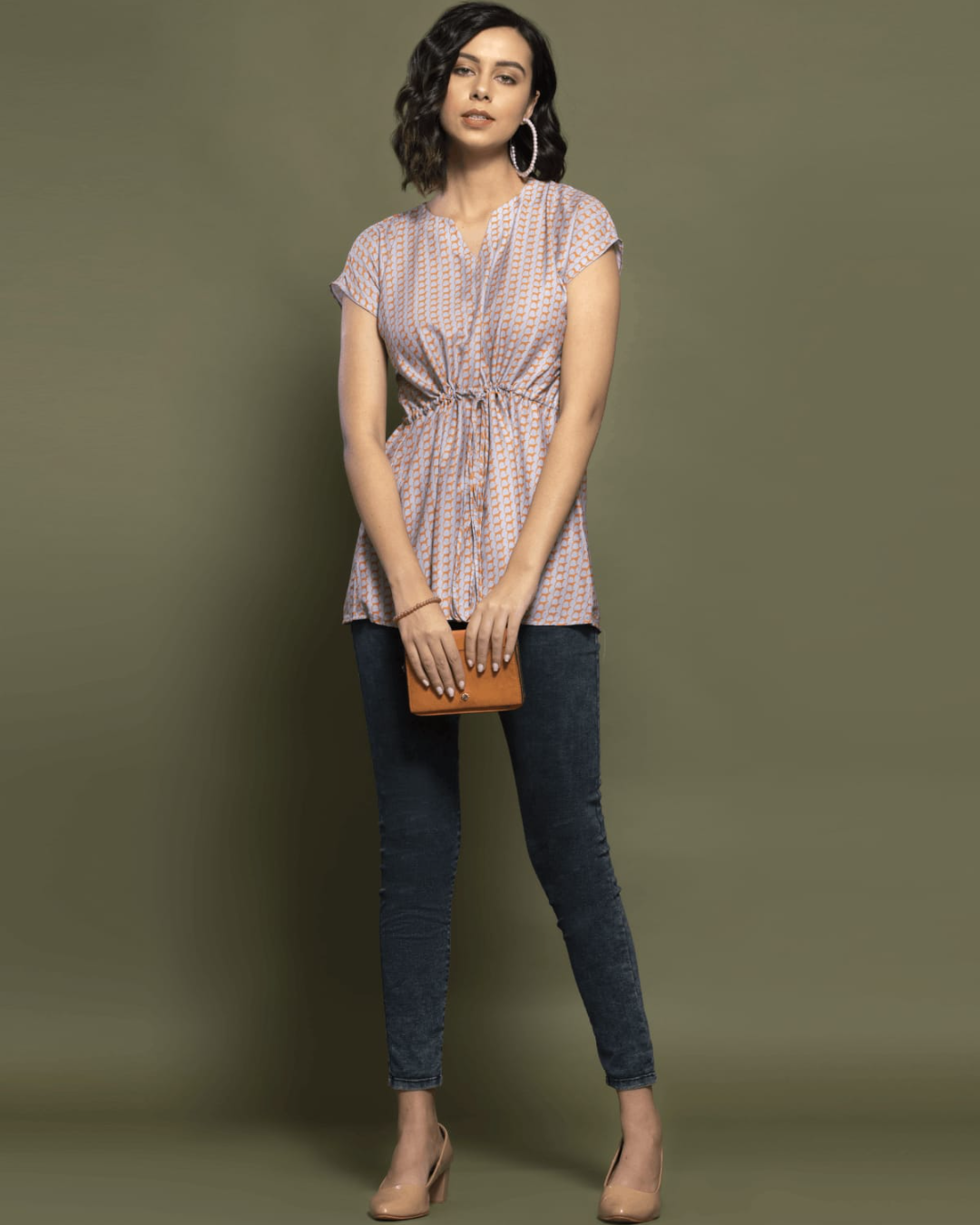 Waist Tie Up Grey Top