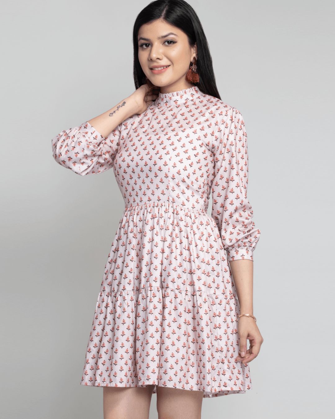 Rebecca Cream Floral Short Dress