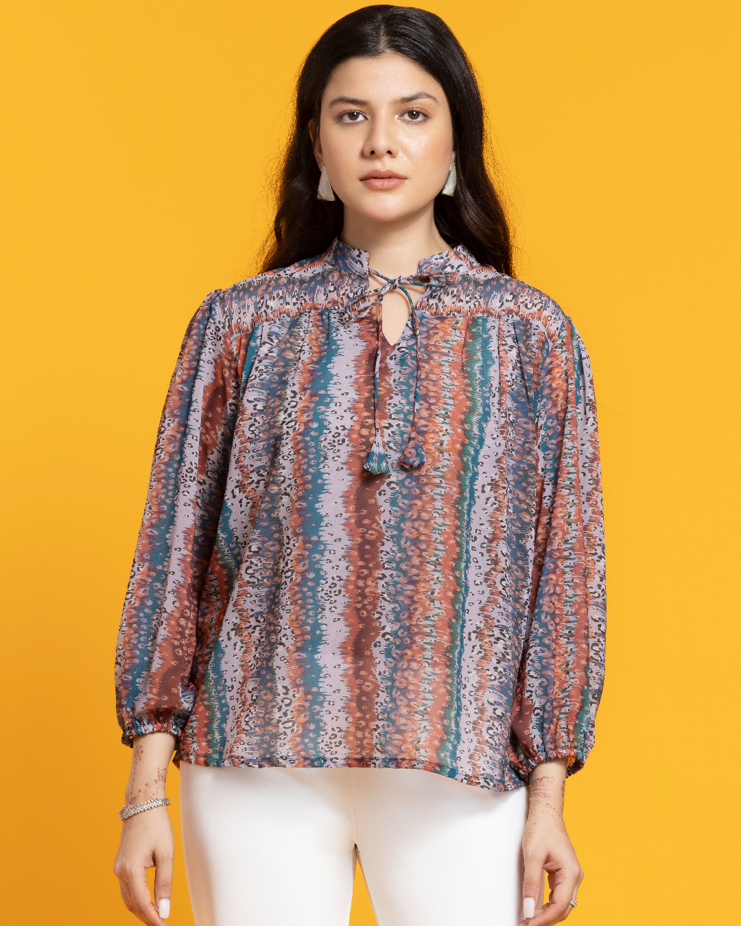 Georgette Flutter Sleeves Blouse