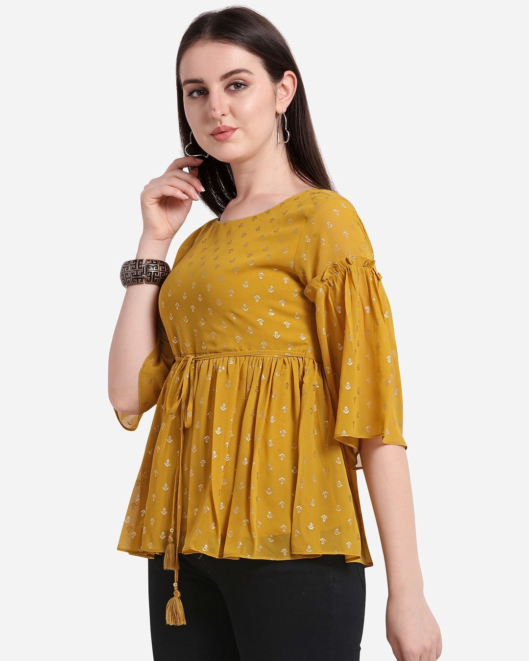 Fit & Flare Mustard Top